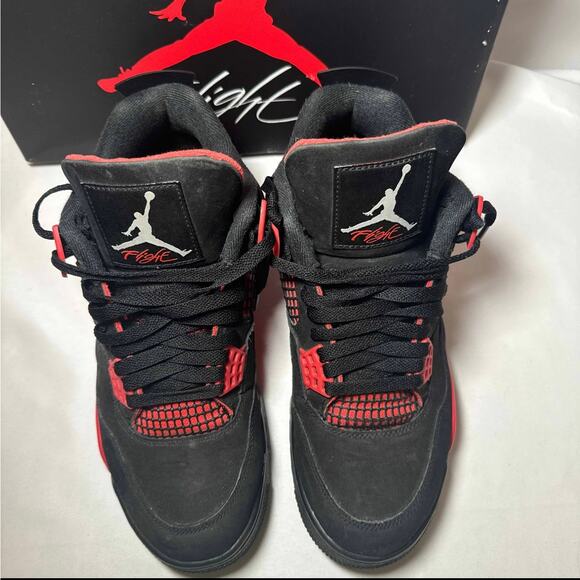 Size 8.5 - Nike Air Jordan 4 Retro Red Thunder Men's Shoes - Picture 4 of 11